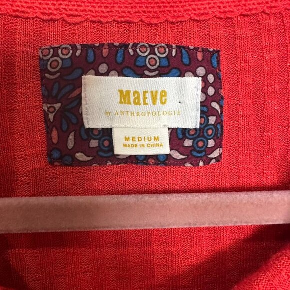 Anthropologie Maeve Ribbed Sweater Winterscape Peplum Cowl Neck Orange Medium - Picture 5 of 8